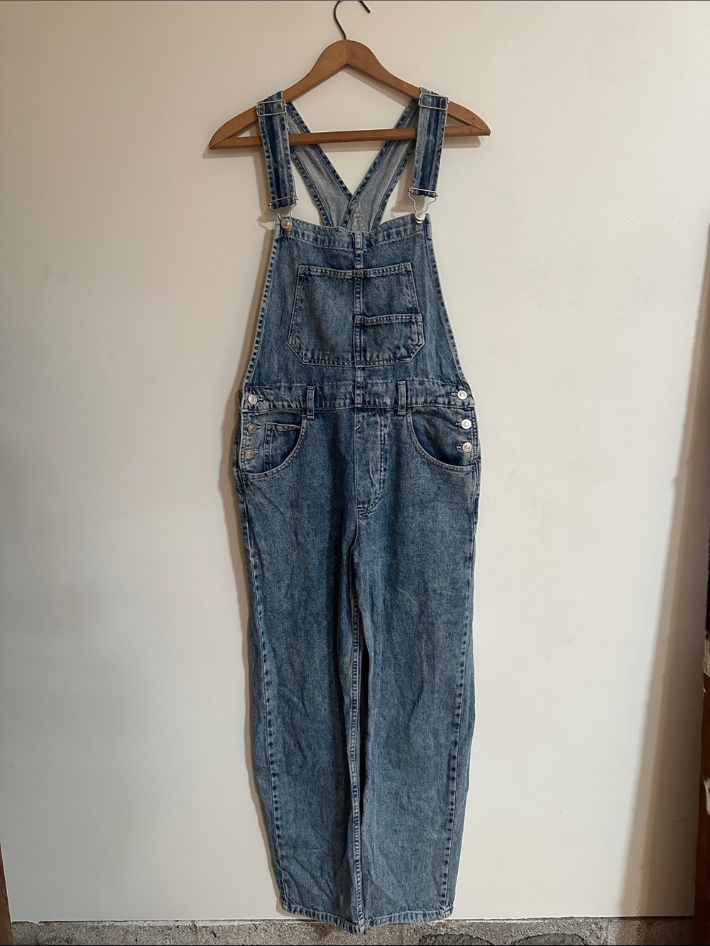 Free People Blue Denim Overalls